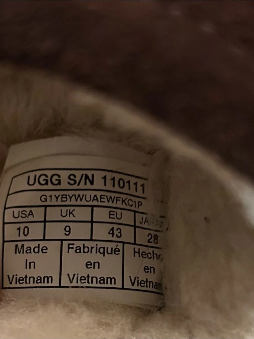 UGG usa size